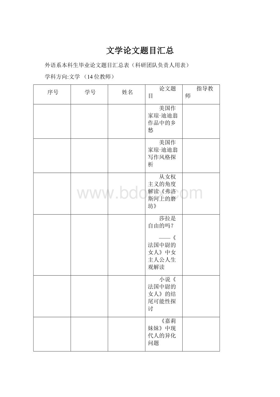 文学论文题目汇总.docx_第1页