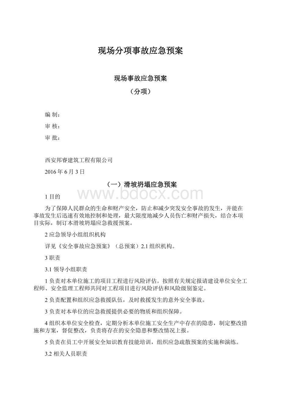 现场分项事故应急预案.docx