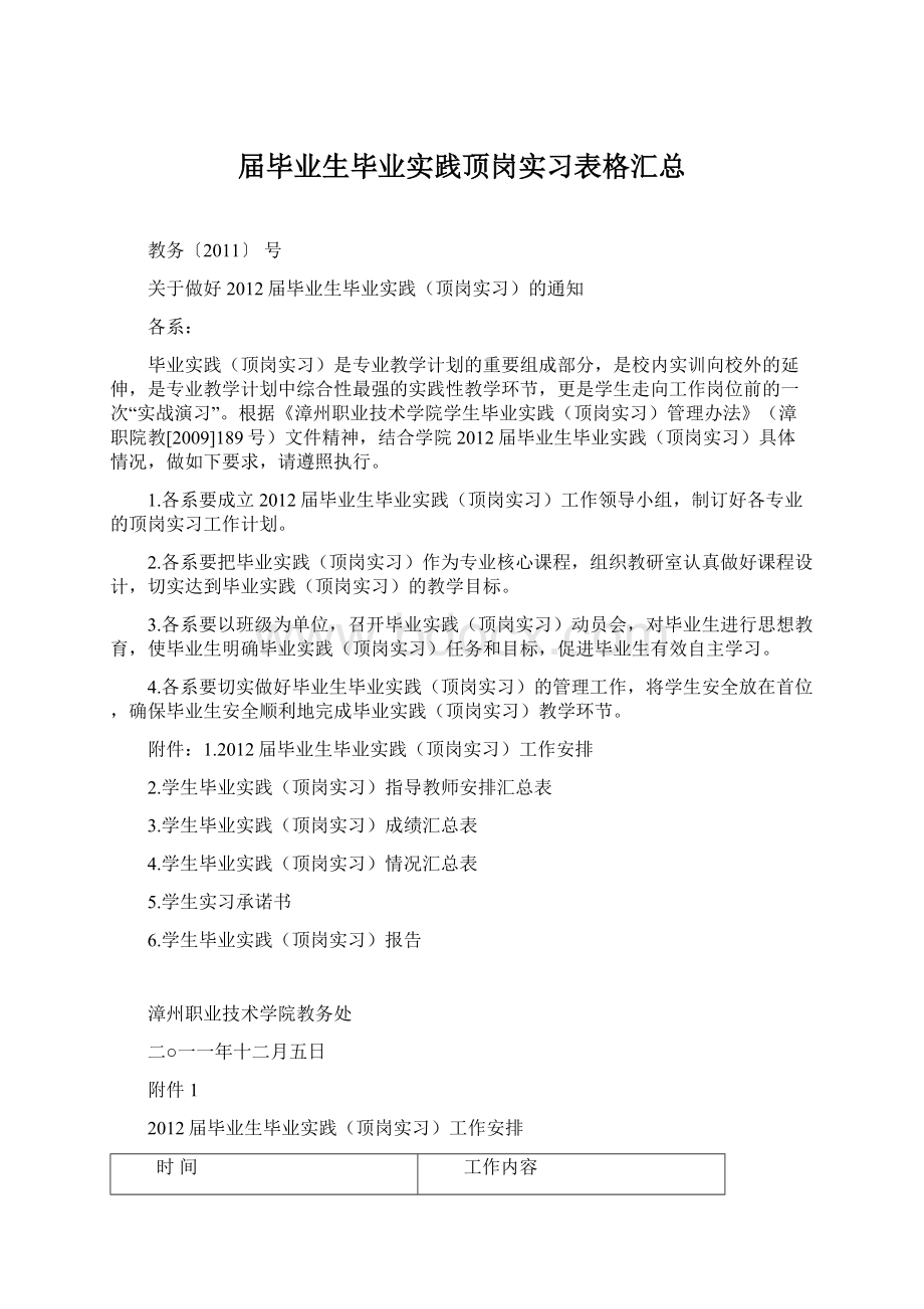 届毕业生毕业实践顶岗实习表格汇总Word文件下载.docx