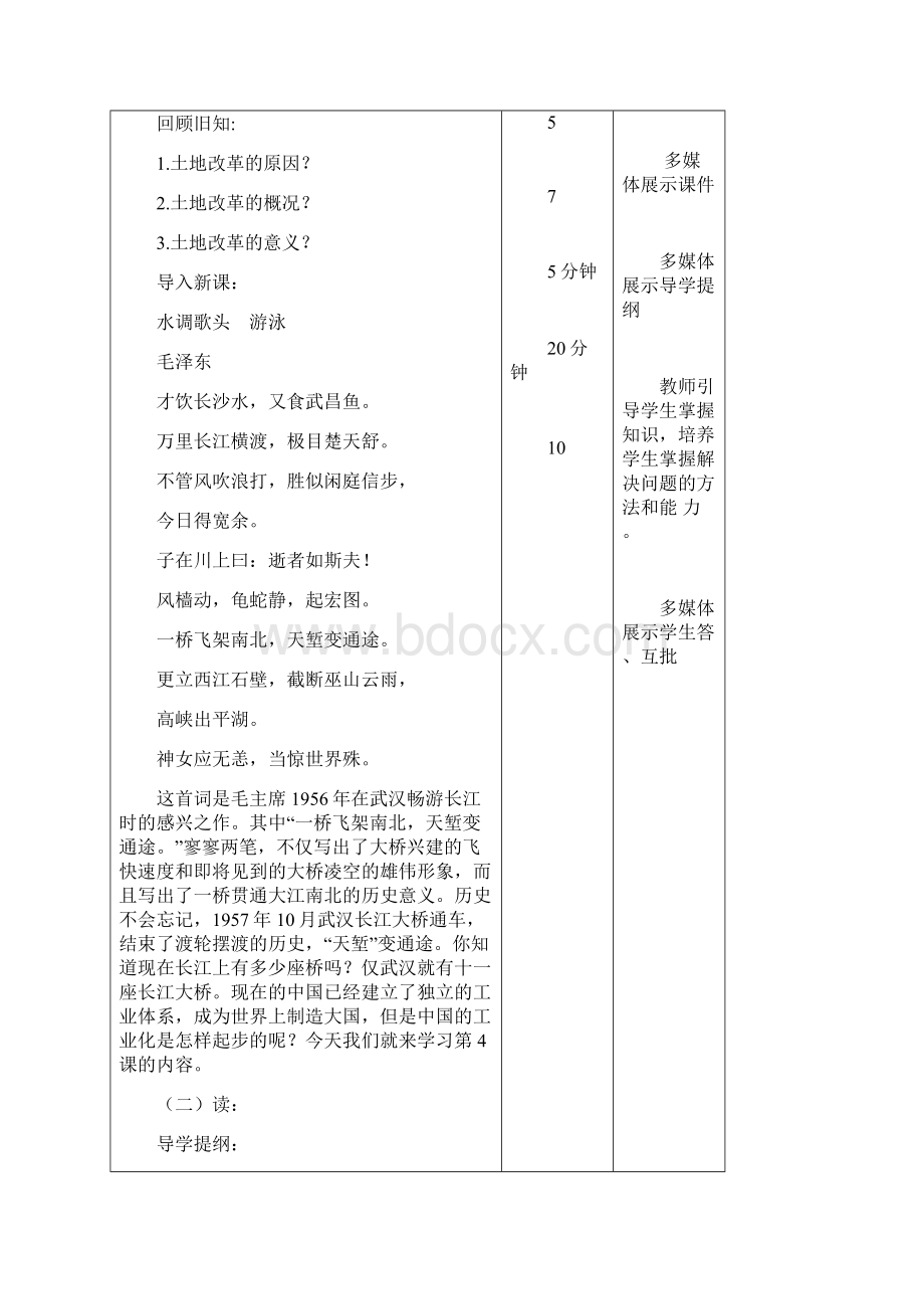 八年级下册历史第4课 工业化的起步和人民代表大会制度的确立 教案与教学反思Word文件下载.docx_第2页