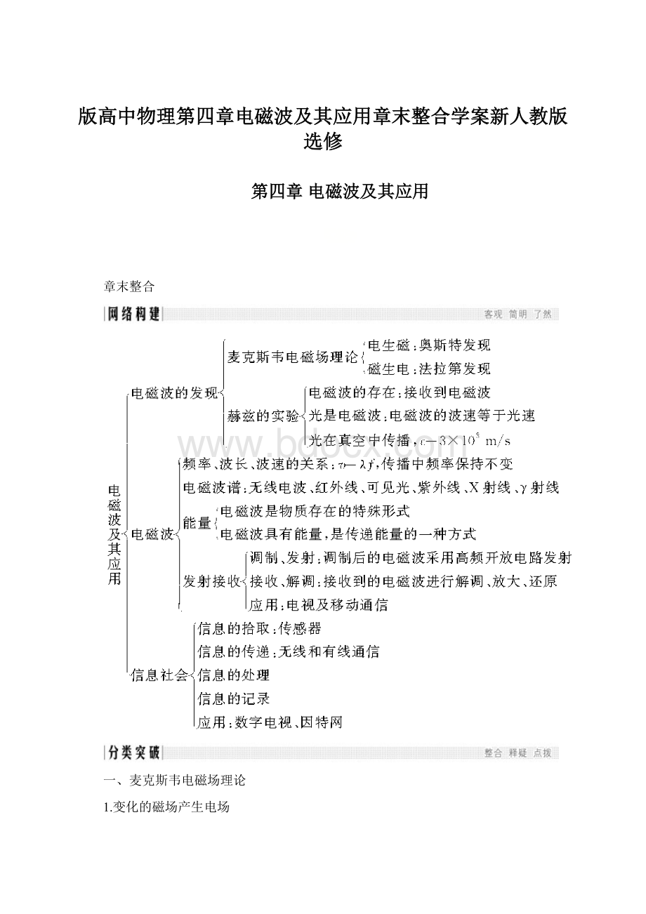 版高中物理第四章电磁波及其应用章末整合学案新人教版选修Word文档格式.docx