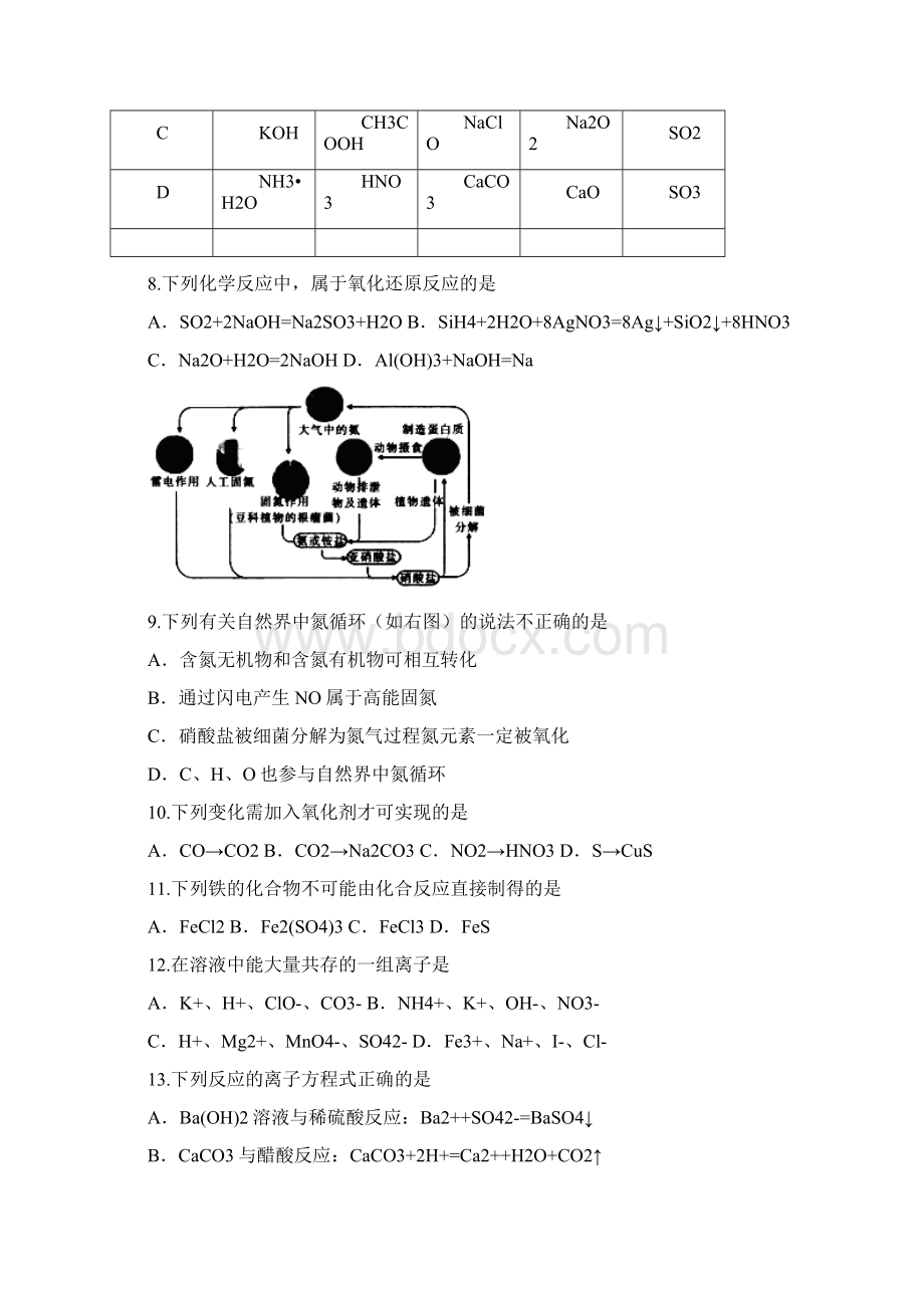 福建省厦门市学年高一上学期期末质检化学试题.docx_第2页