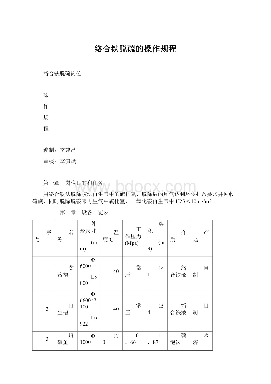 络合铁脱硫的操作规程Word格式文档下载.docx_第1页