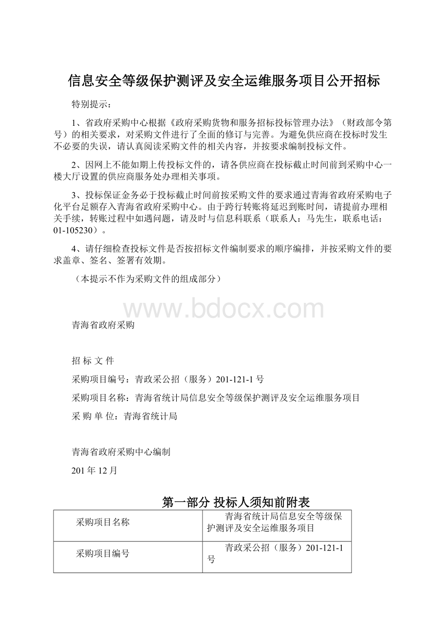 信息安全等级保护测评及安全运维服务项目公开招标Word文档下载推荐.docx_第1页