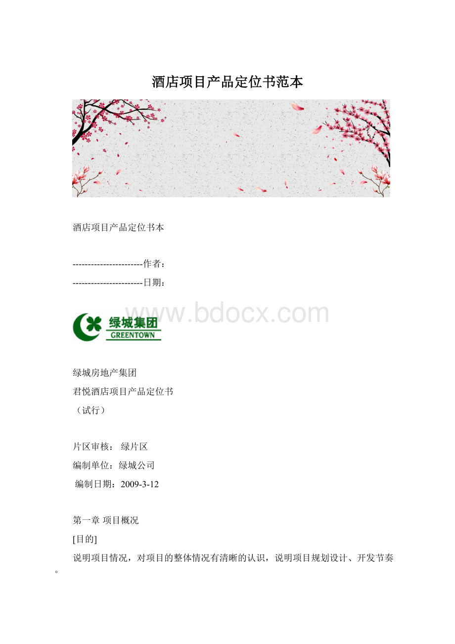 酒店项目产品定位书范本.docx