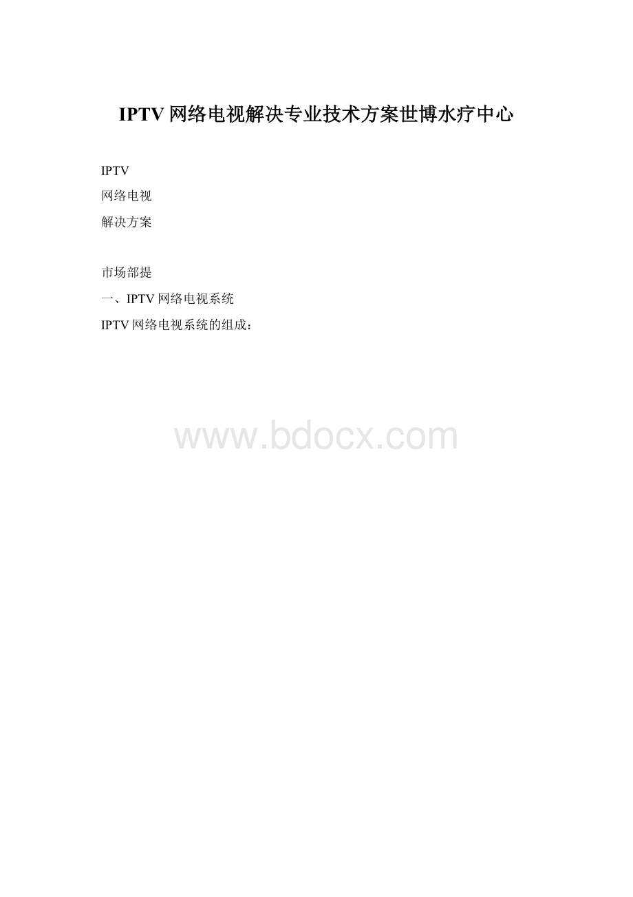 IPTV网络电视解决专业技术方案世博水疗中心Word文档格式.docx