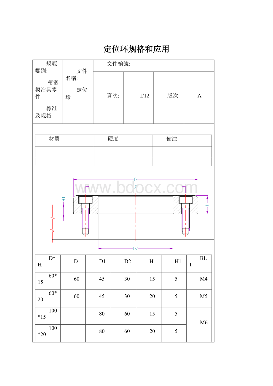 定位环规格和应用Word文档下载推荐.docx