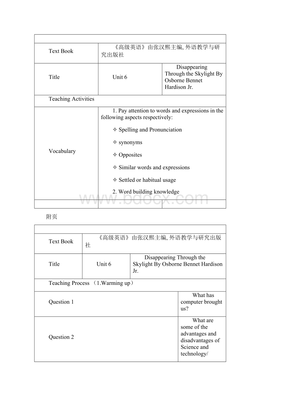 高级英语课程教案 第二册项目第06课Word格式文档下载.docx_第2页