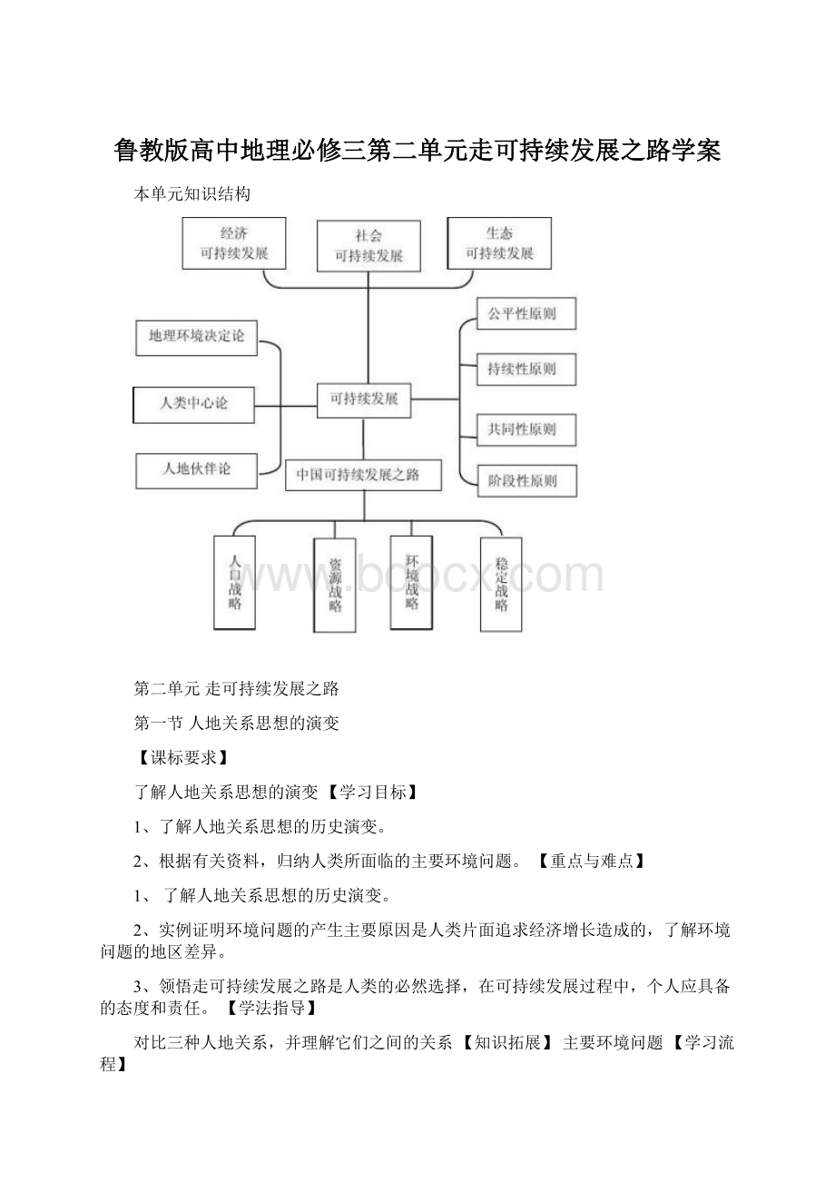 鲁教版高中地理必修三第二单元走可持续发展之路学案Word下载.docx