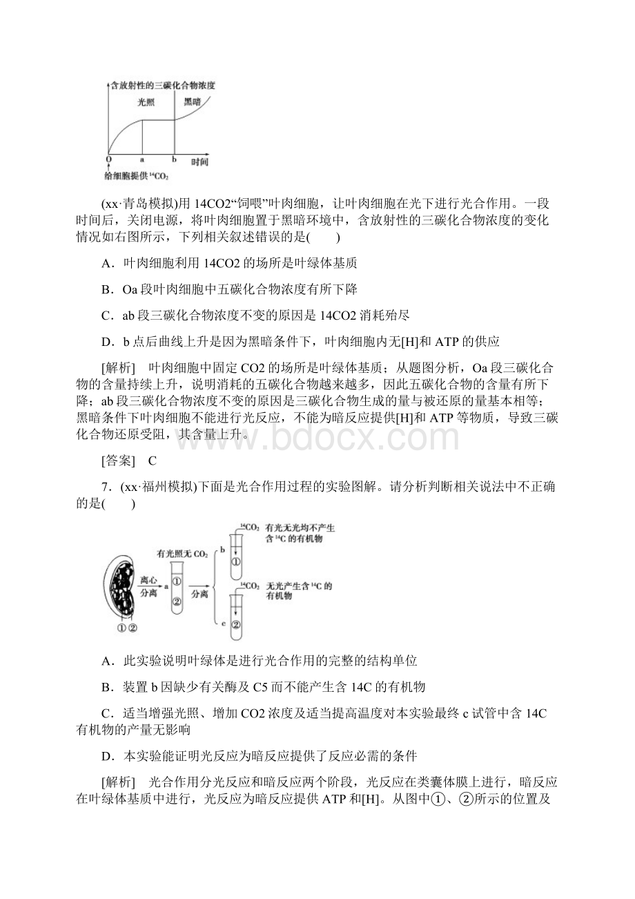 高考生物第一轮复习 第三单元 第3讲 能量之源光与光合作用同步练习 新人教版必修1.docx_第3页