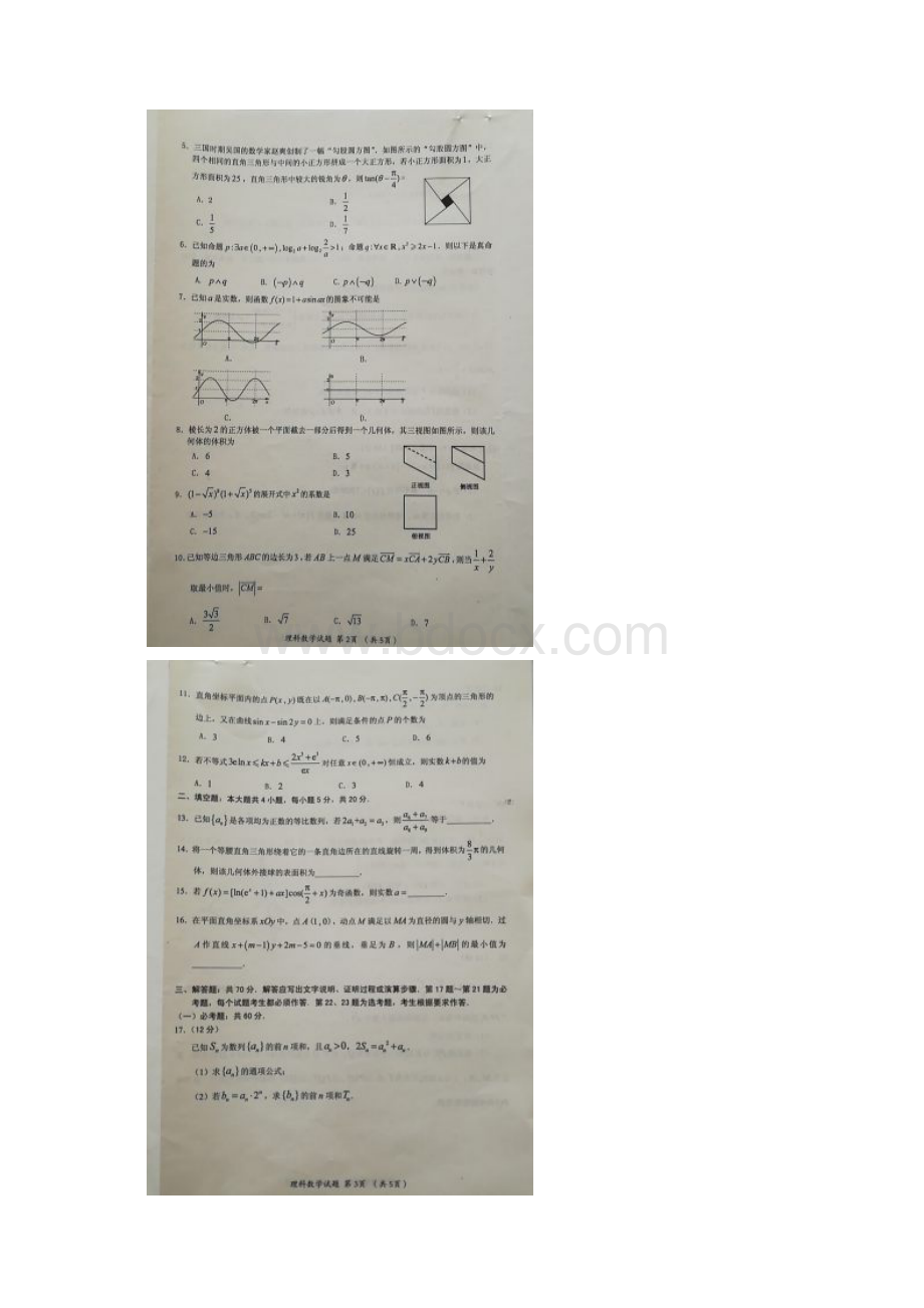 届福建省三明市高三上学期期末质量检测数学理试题 扫描版.docx_第2页