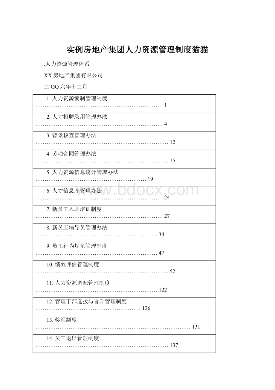 实例房地产集团人力资源管理制度猫猫Word文档下载推荐.docx