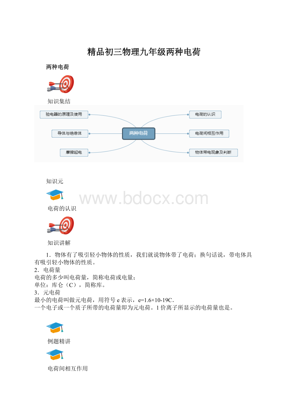 精品初三物理九年级两种电荷.docx_第1页