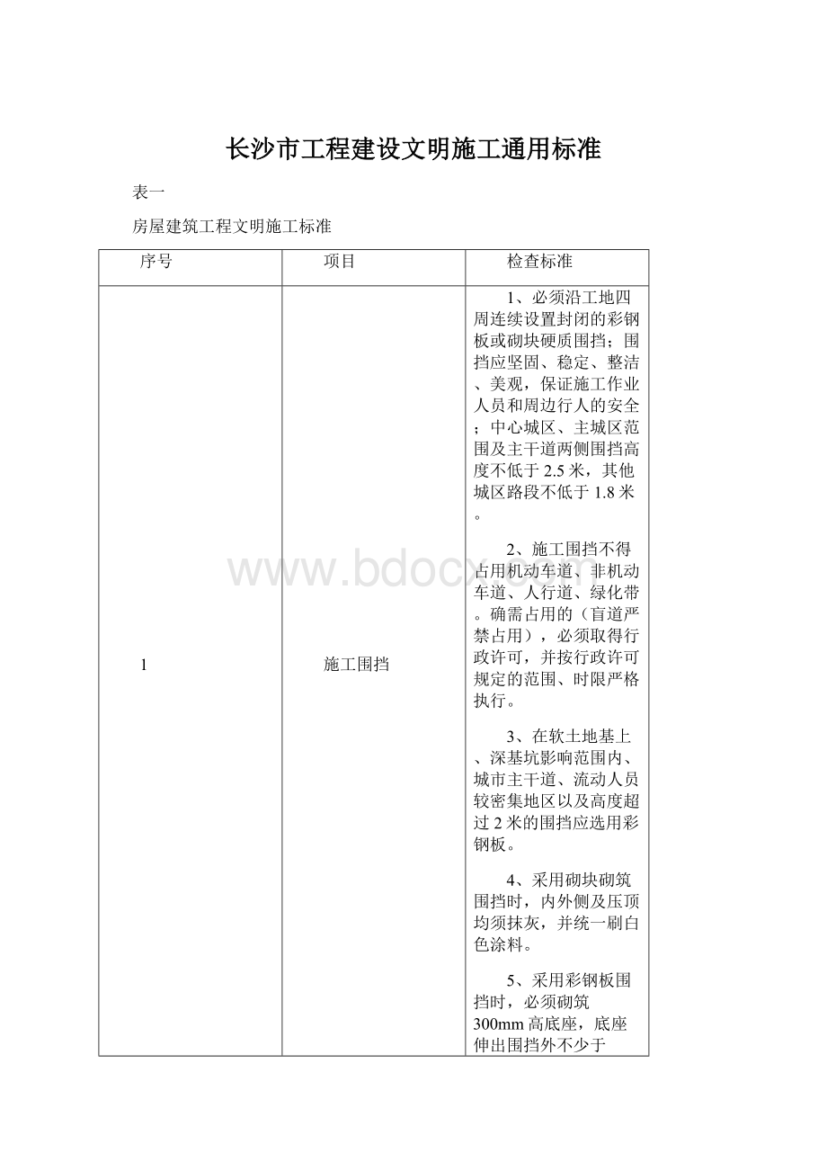 长沙市工程建设文明施工通用标准.docx