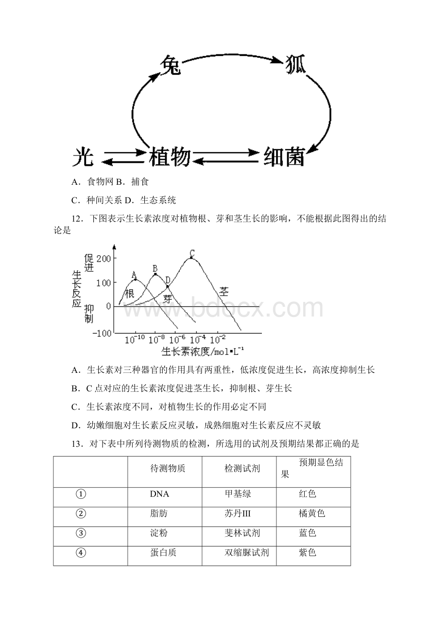 套卷山东省聊城市重点高中学年高二上学期期初分班教学测试生物试题Word格式文档下载.docx_第3页