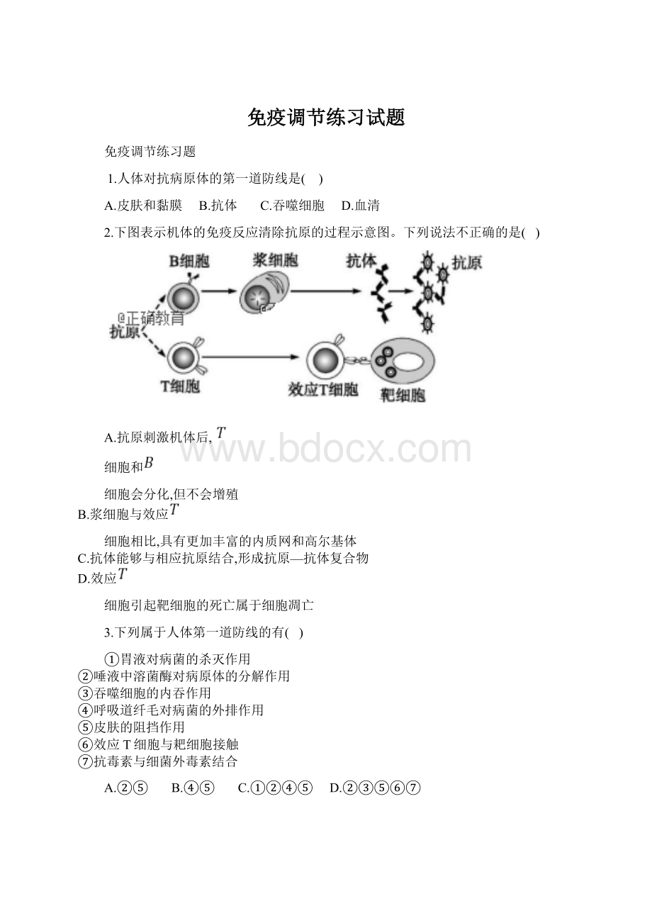 免疫调节练习试题.docx