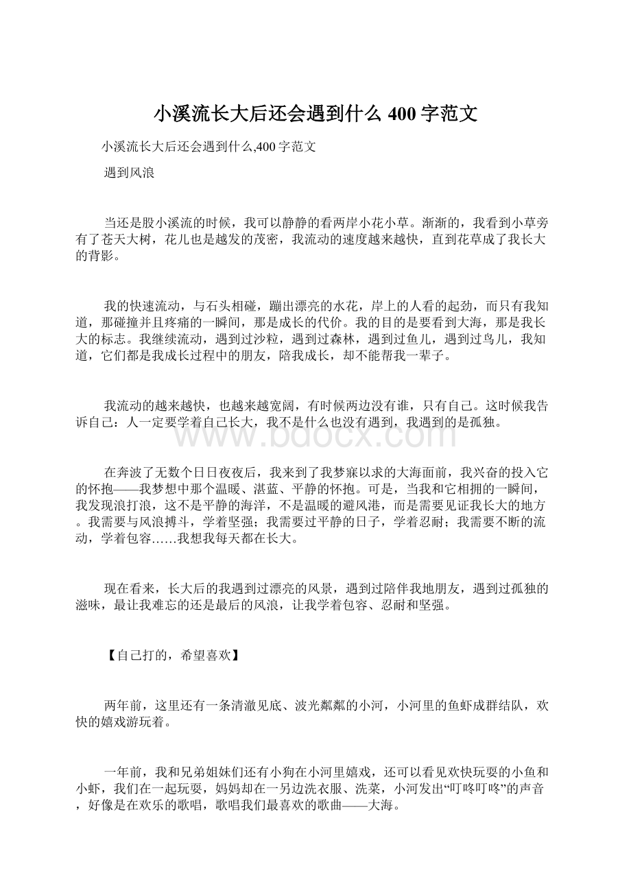 小溪流长大后还会遇到什么400字范文Word下载.docx_第1页