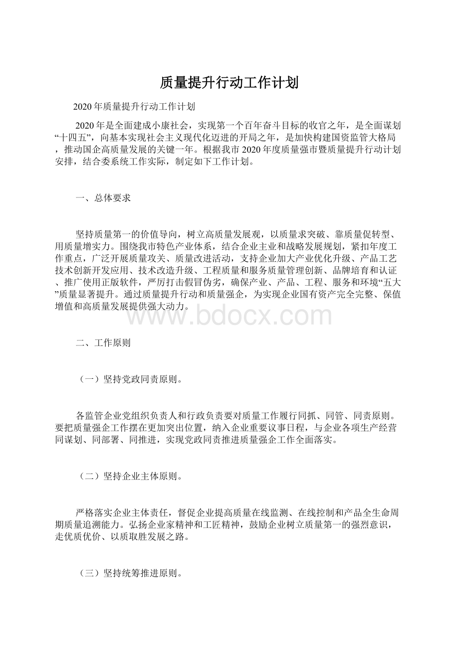 质量提升行动工作计划Word文件下载.docx