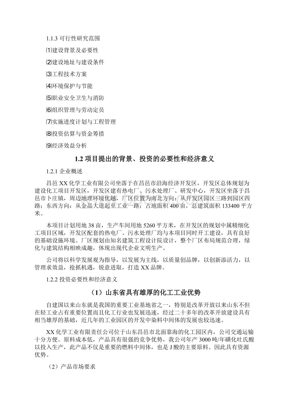 3000吨年j酸工程项目可行性研究报告书文档格式.docx_第2页