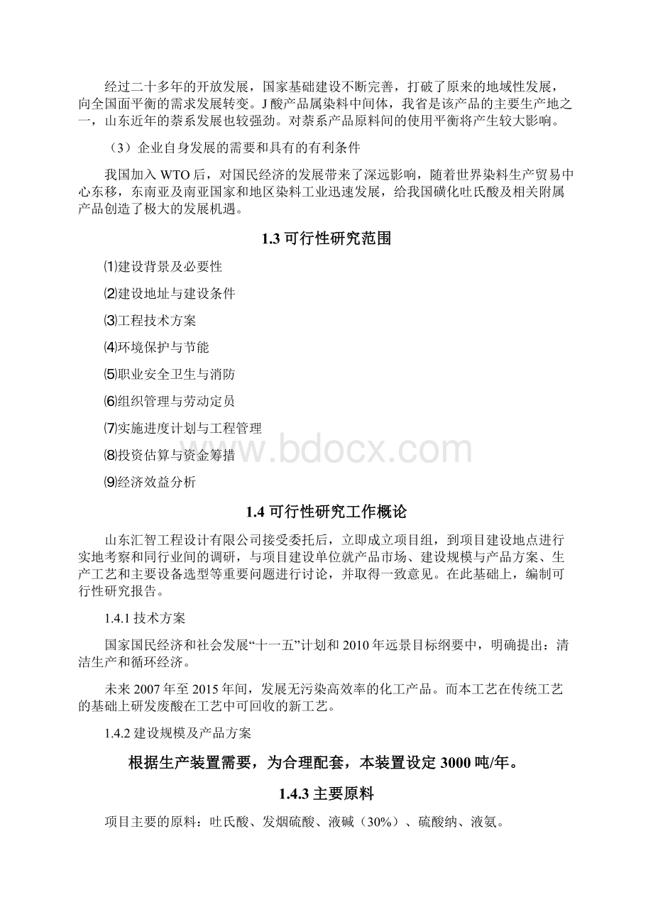 3000吨年j酸工程项目可行性研究报告书文档格式.docx_第3页