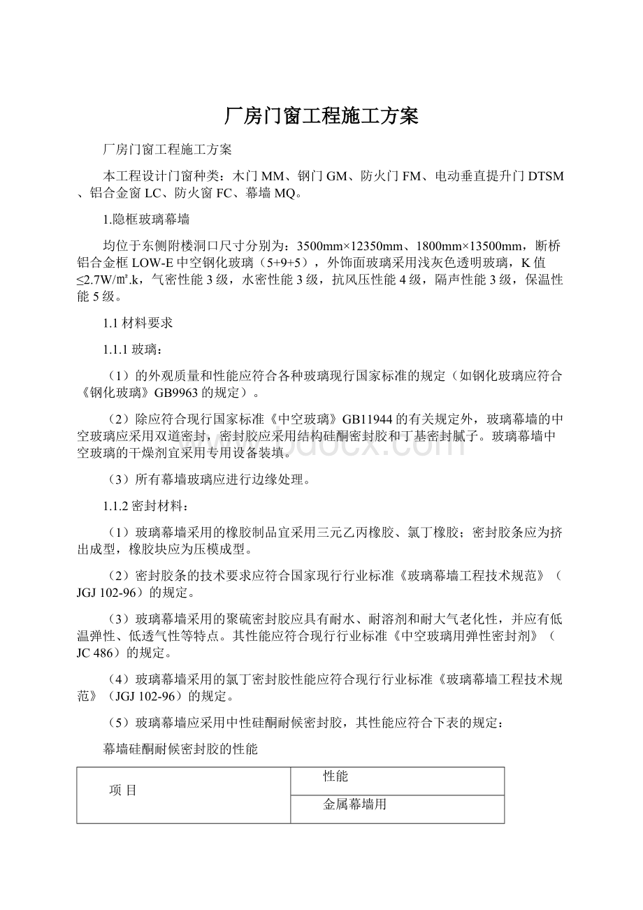 厂房门窗工程施工方案文档格式.docx_第1页