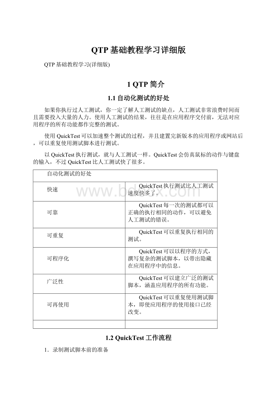 QTP基础教程学习详细版Word格式文档下载.docx