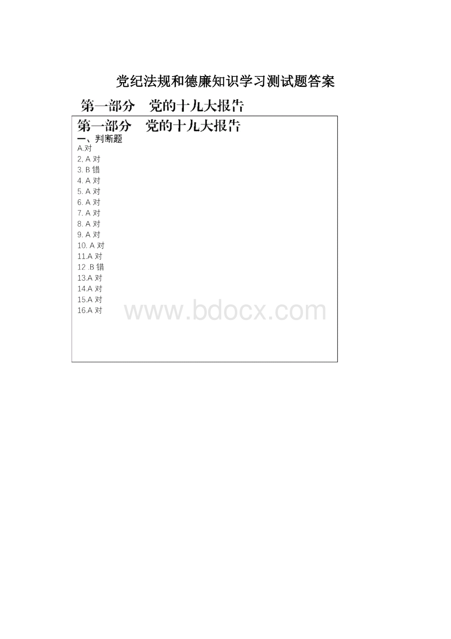 党纪法规和德廉知识学习测试题答案.docx_第1页