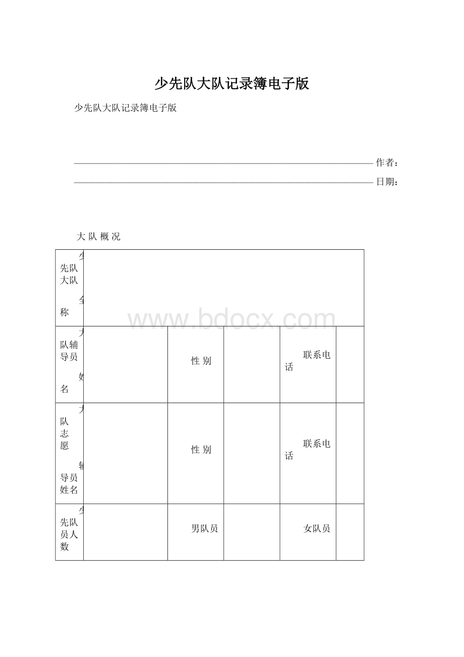 少先队大队记录簿电子版Word文档格式.docx