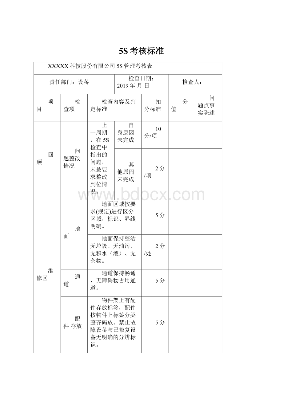 5S考核标准Word文件下载.docx