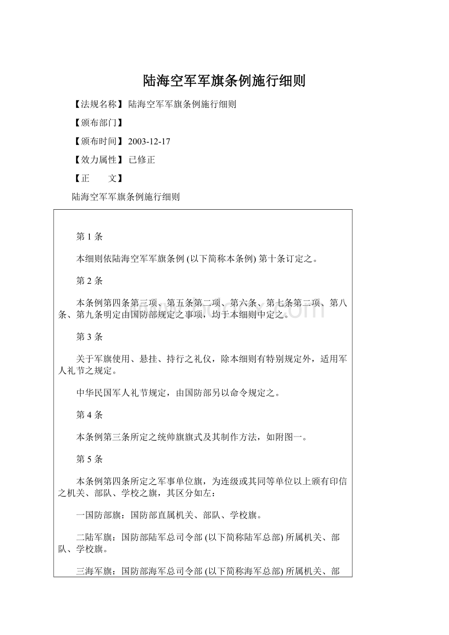 陆海空军军旗条例施行细则.docx_第1页