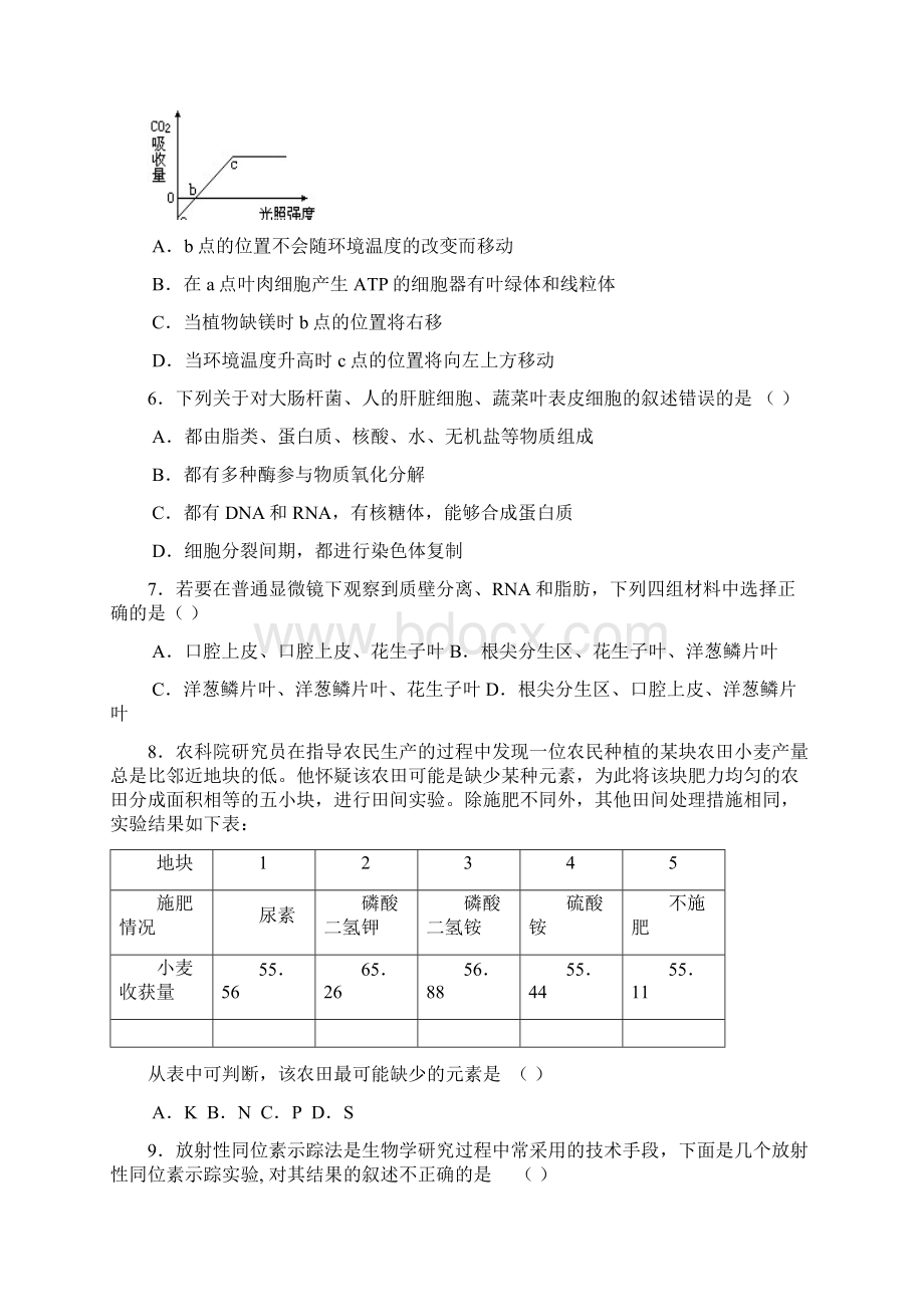 江苏省无锡市学年度高三生物上学期期中考试Word文档下载推荐.docx_第2页