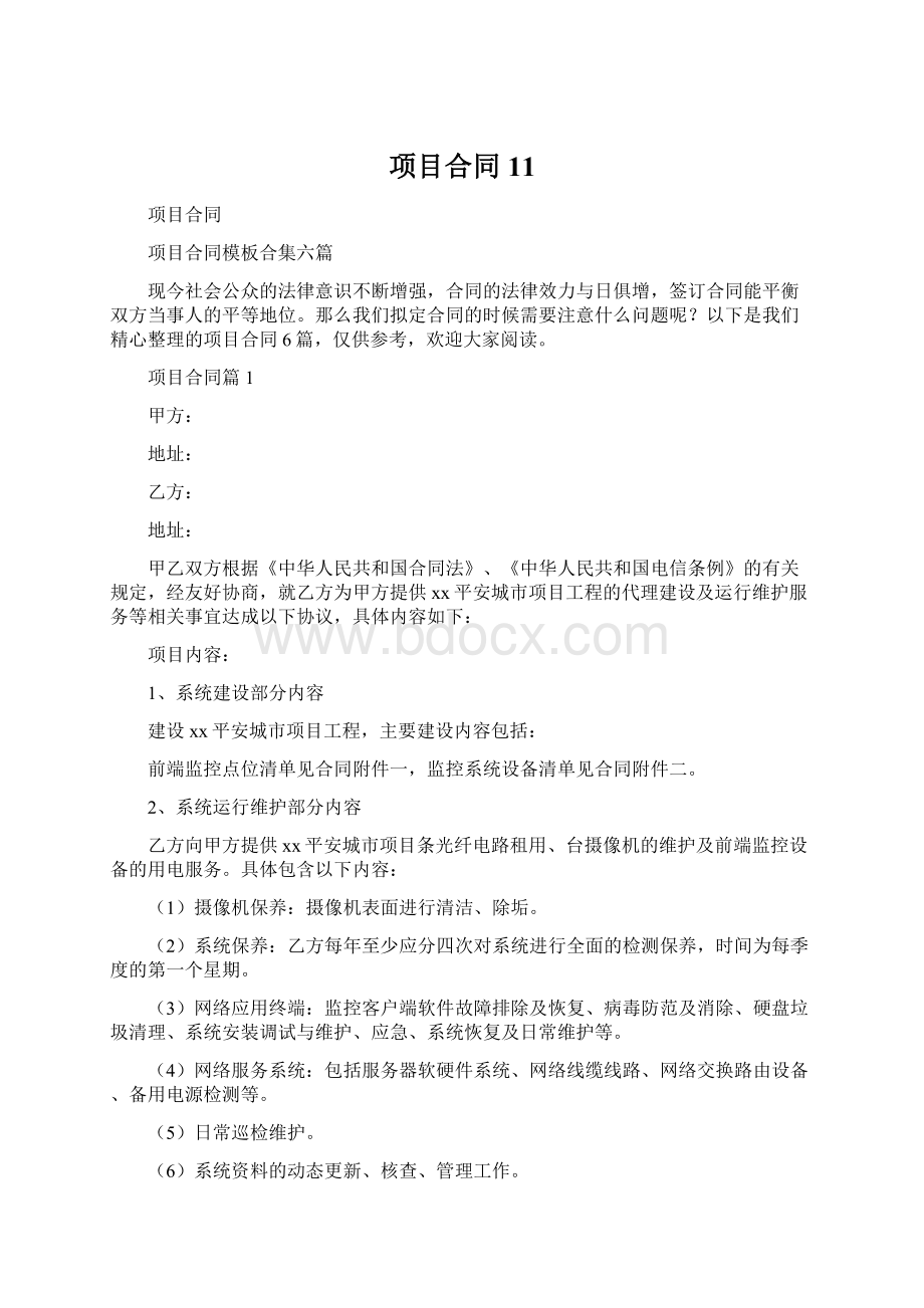 项目合同11Word格式文档下载.docx