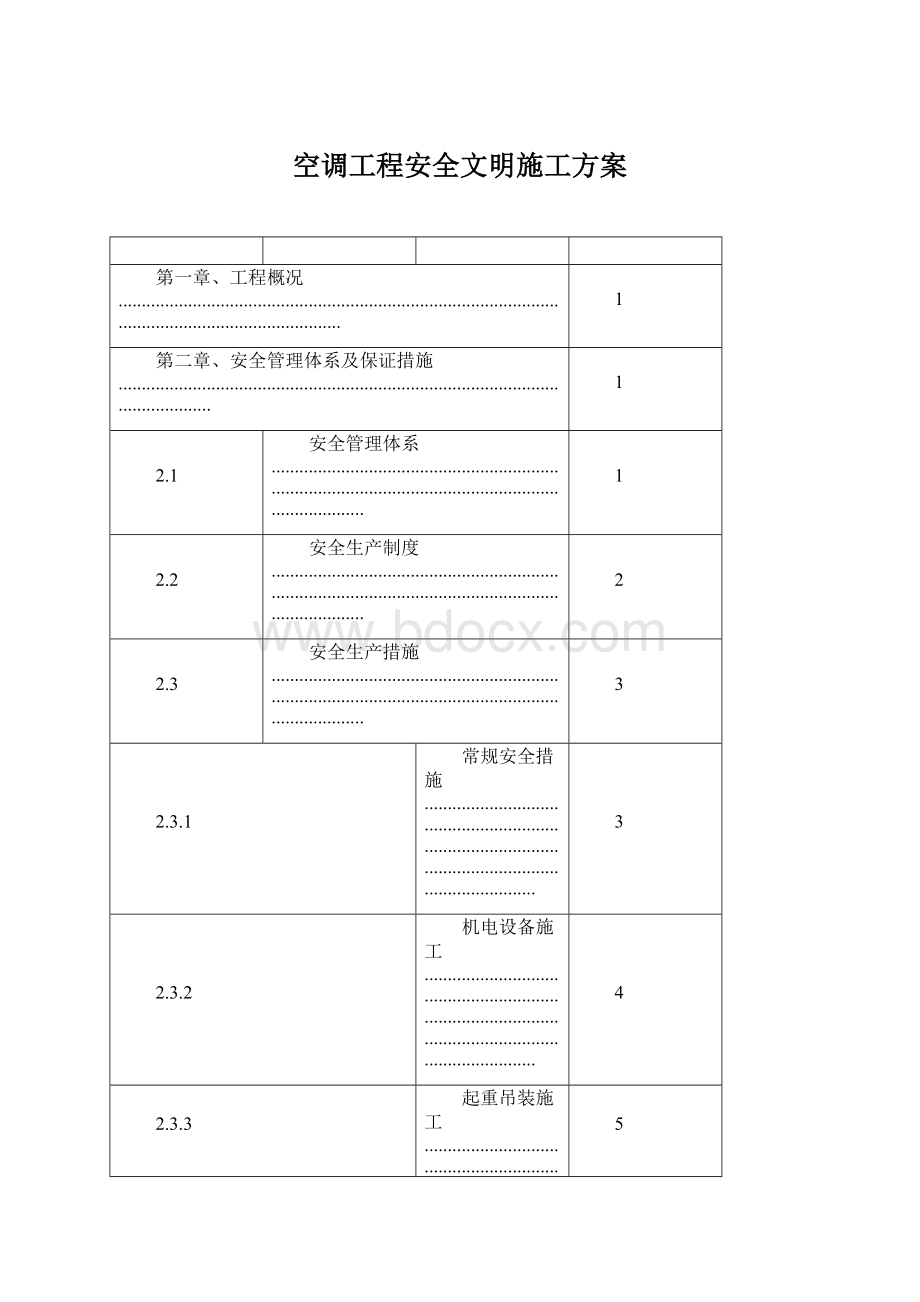 空调工程安全文明施工方案Word下载.docx