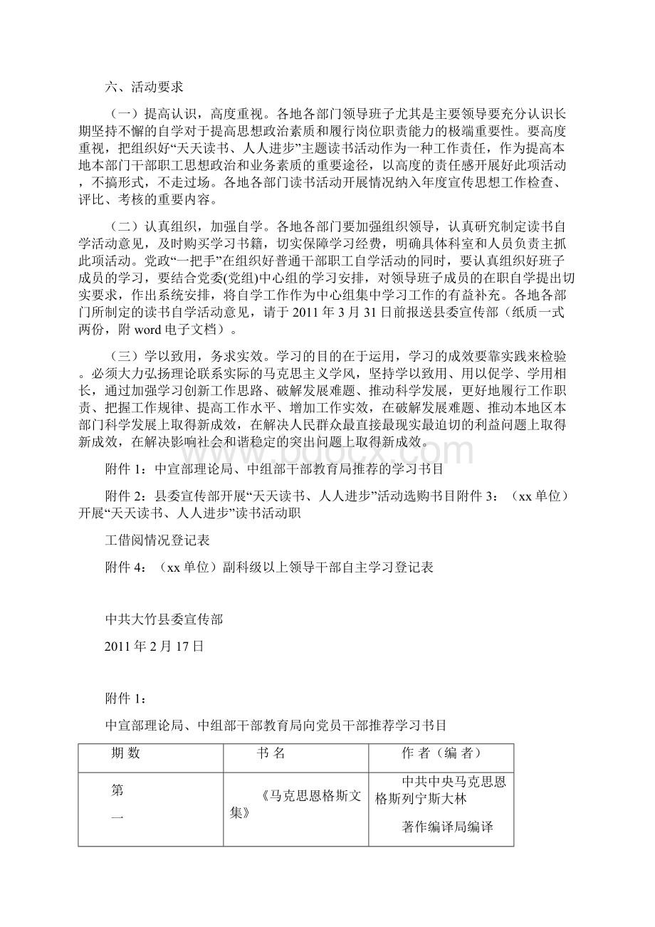 关于开展天天读书人人进步主题读书活动的意见Word文档下载推荐.docx_第3页