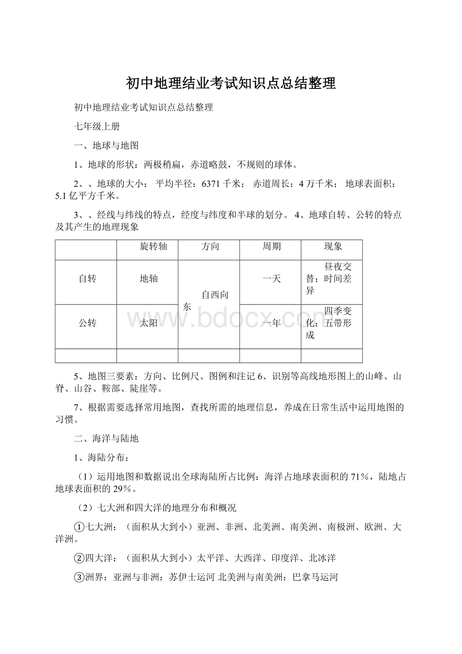 初中地理结业考试知识点总结整理.docx