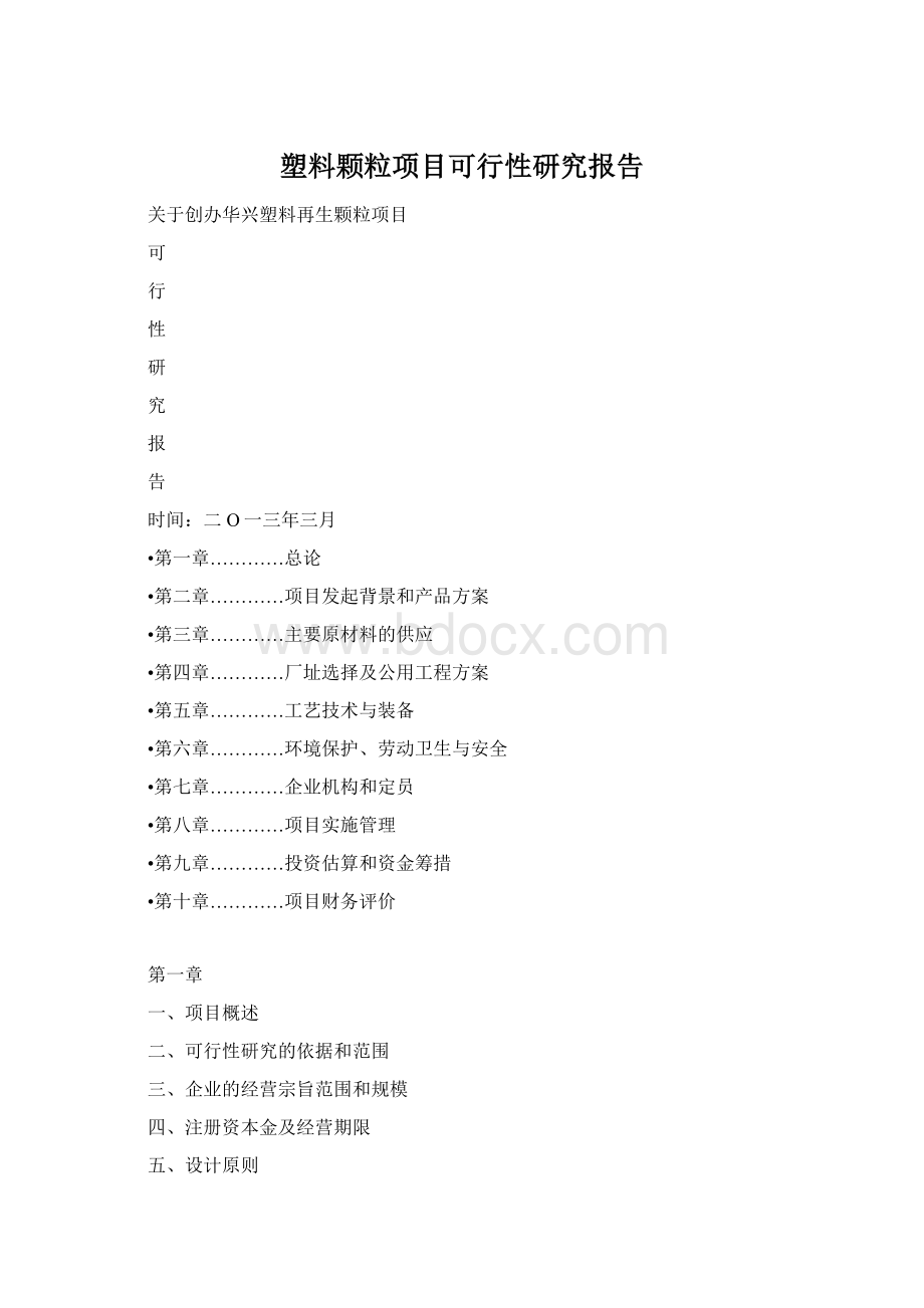 塑料颗粒项目可行性研究报告.docx_第1页