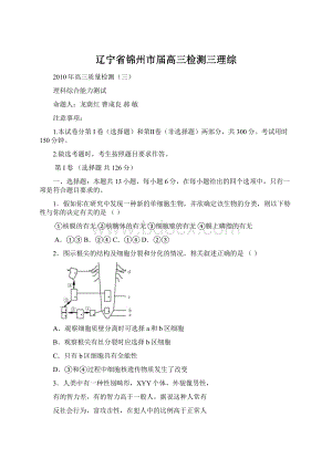 辽宁省锦州市届高三检测三理综文档格式.docx