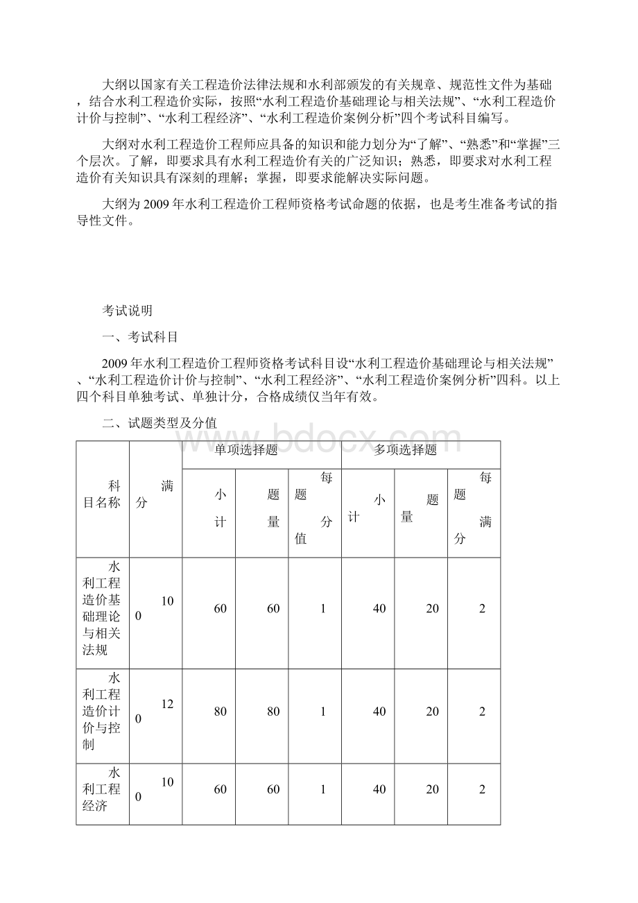 水利造价师考试大纲Word格式文档下载.docx_第2页