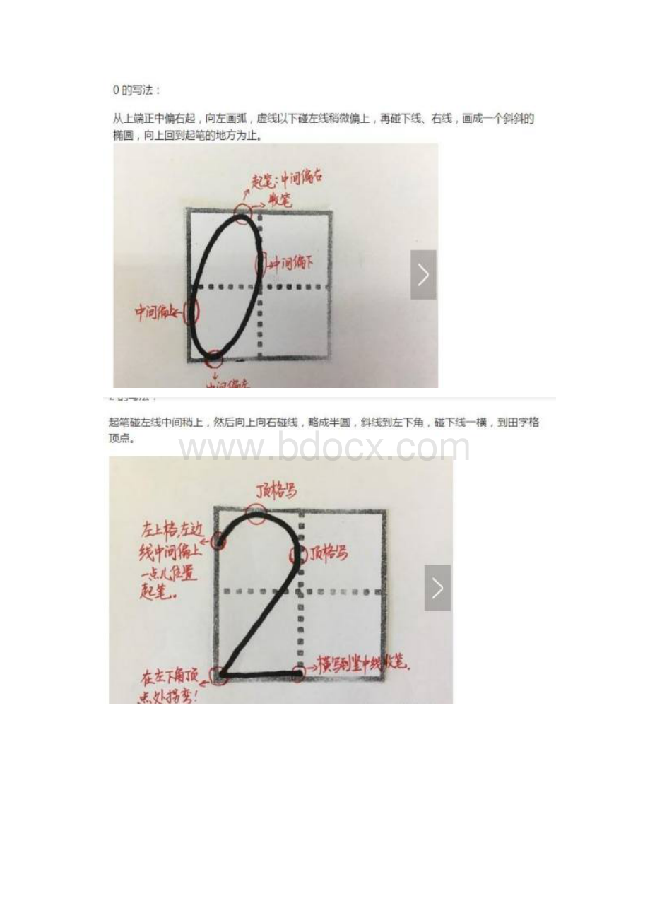 数字书写规范笔顺 幼儿 小学 学写数字Word下载.docx_第2页