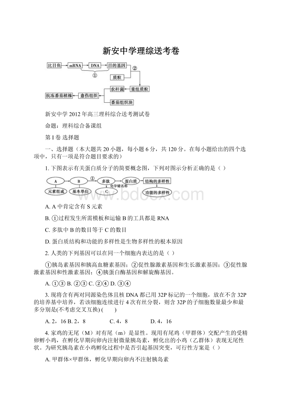 新安中学理综送考卷.docx