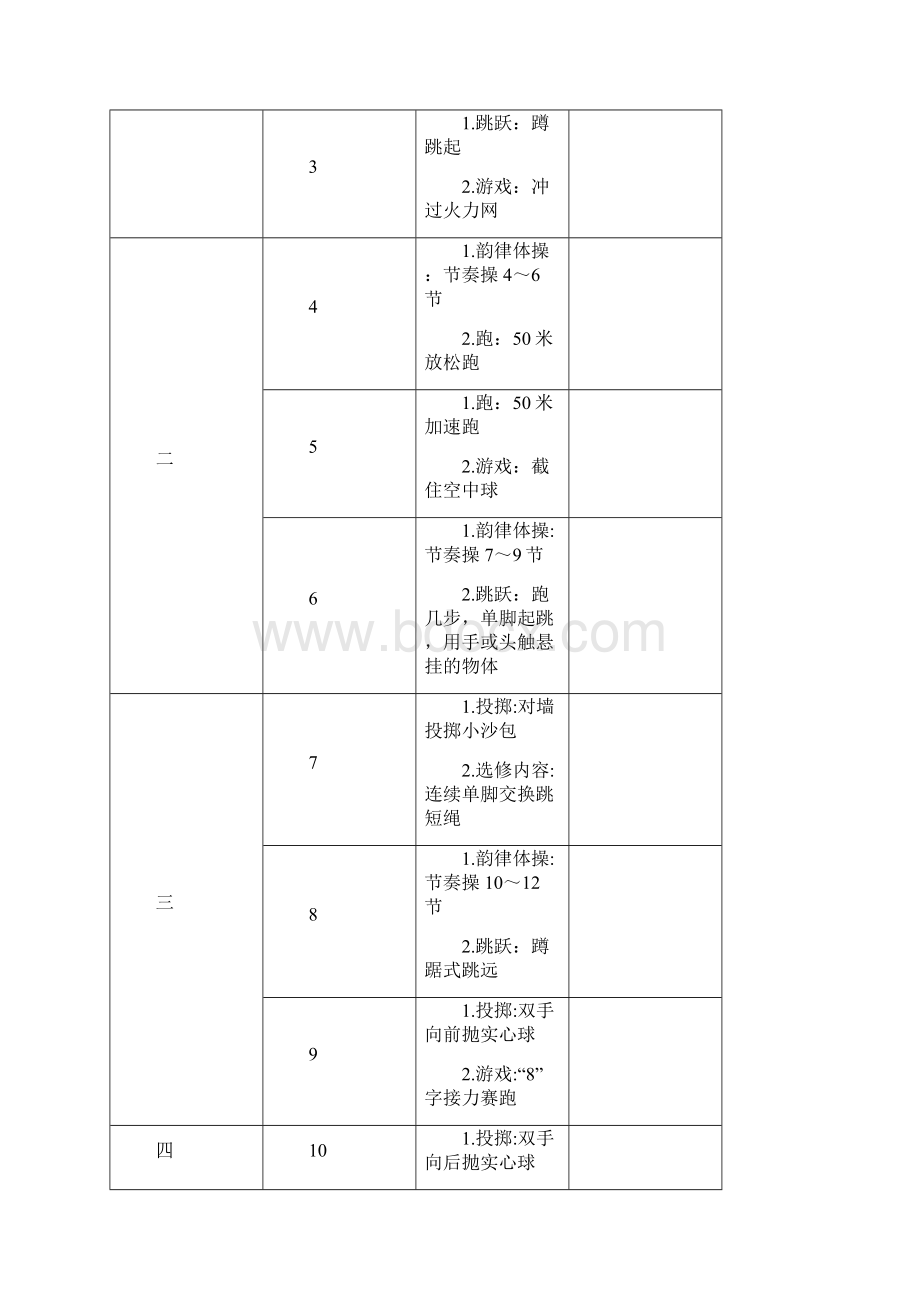 小学四年级第一学期体育与健康教案全册教学计划48课时Word文档格式.docx_第3页