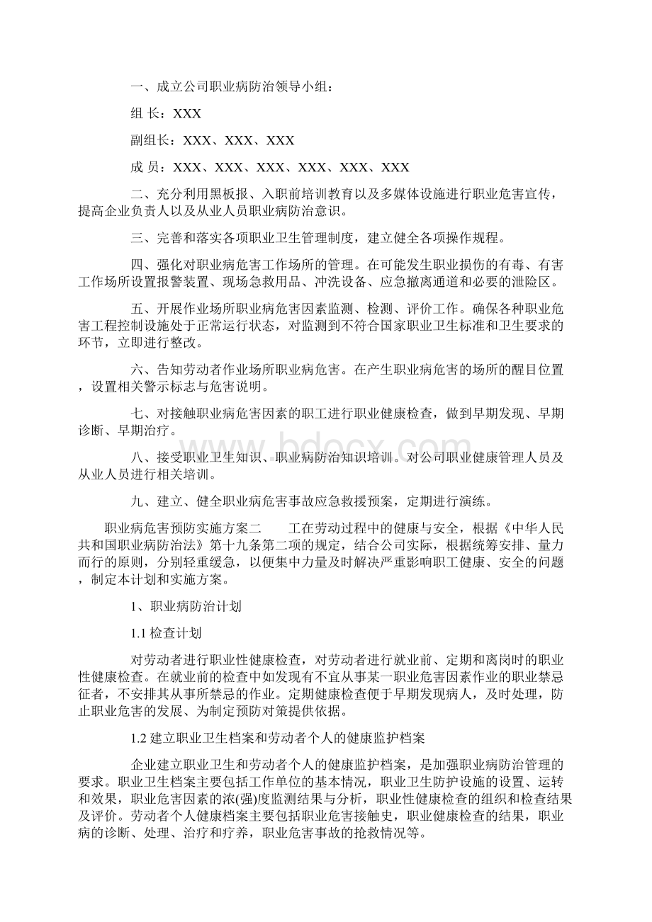 职业病危害预防实施方案.docx_第2页