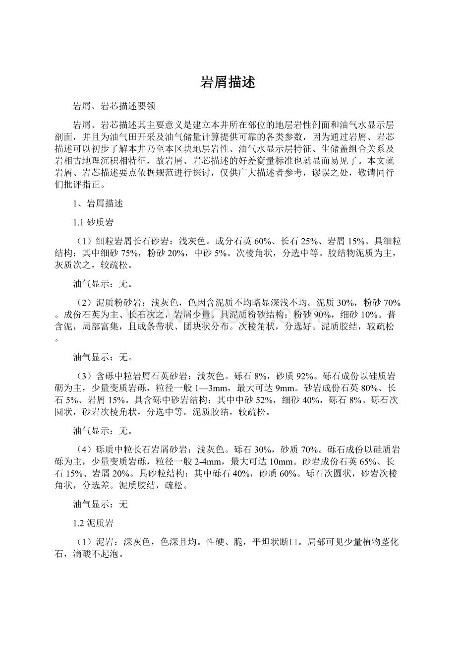 岩屑描述Word文档格式.docx_第1页