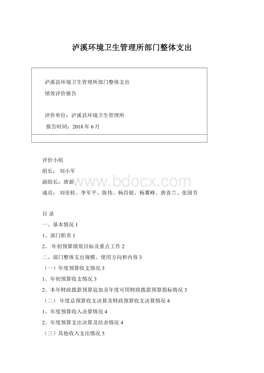 泸溪环境卫生管理所部门整体支出文档格式.docx