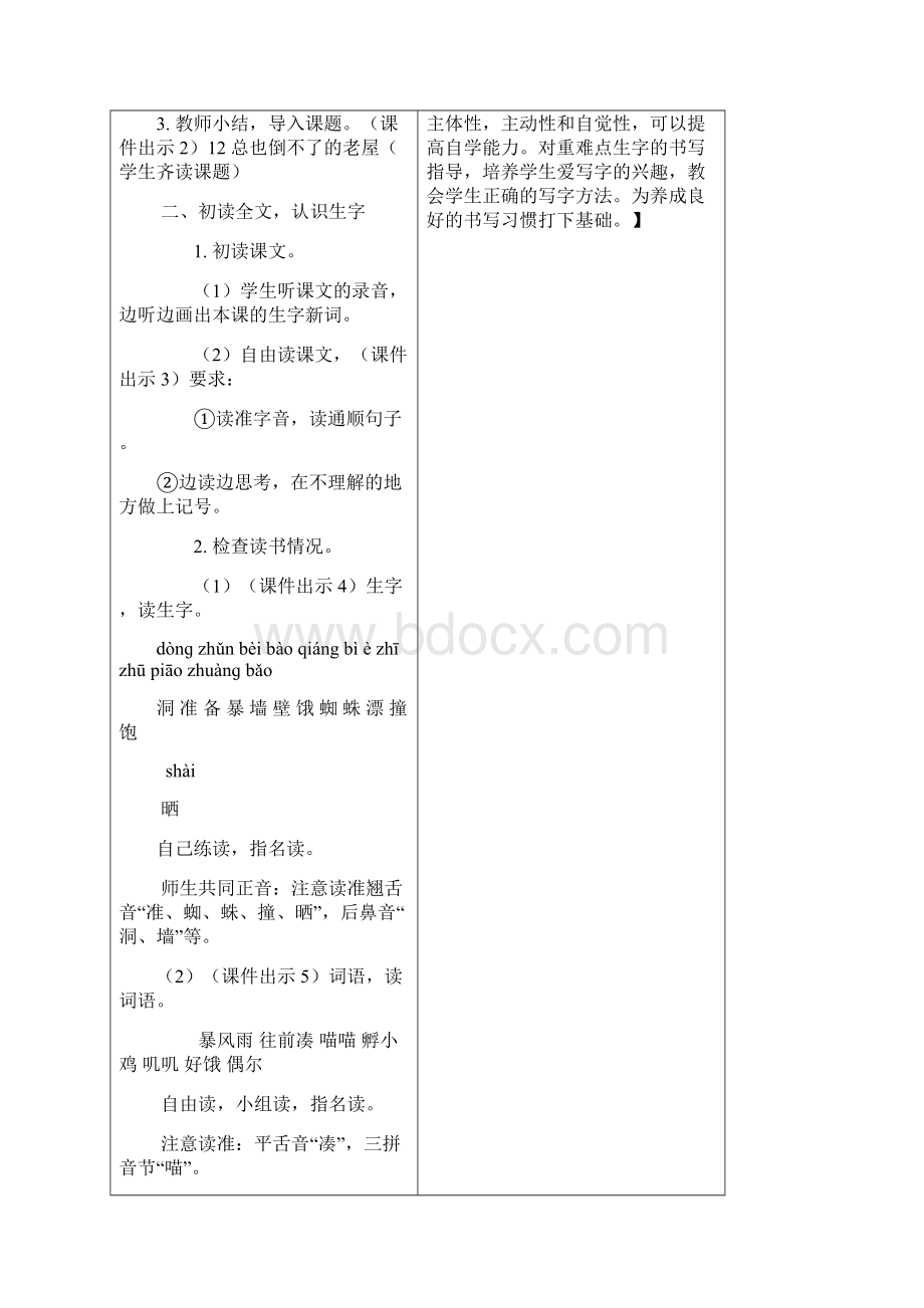 秋部编人教版小学三年级上册语文精品教案12 总也倒不了的老屋.docx_第2页