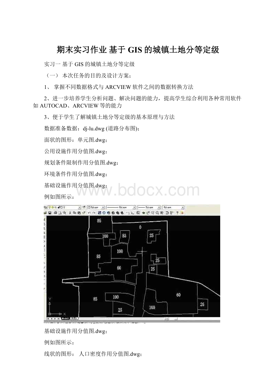 期末实习作业基于GIS的城镇土地分等定级Word格式.docx