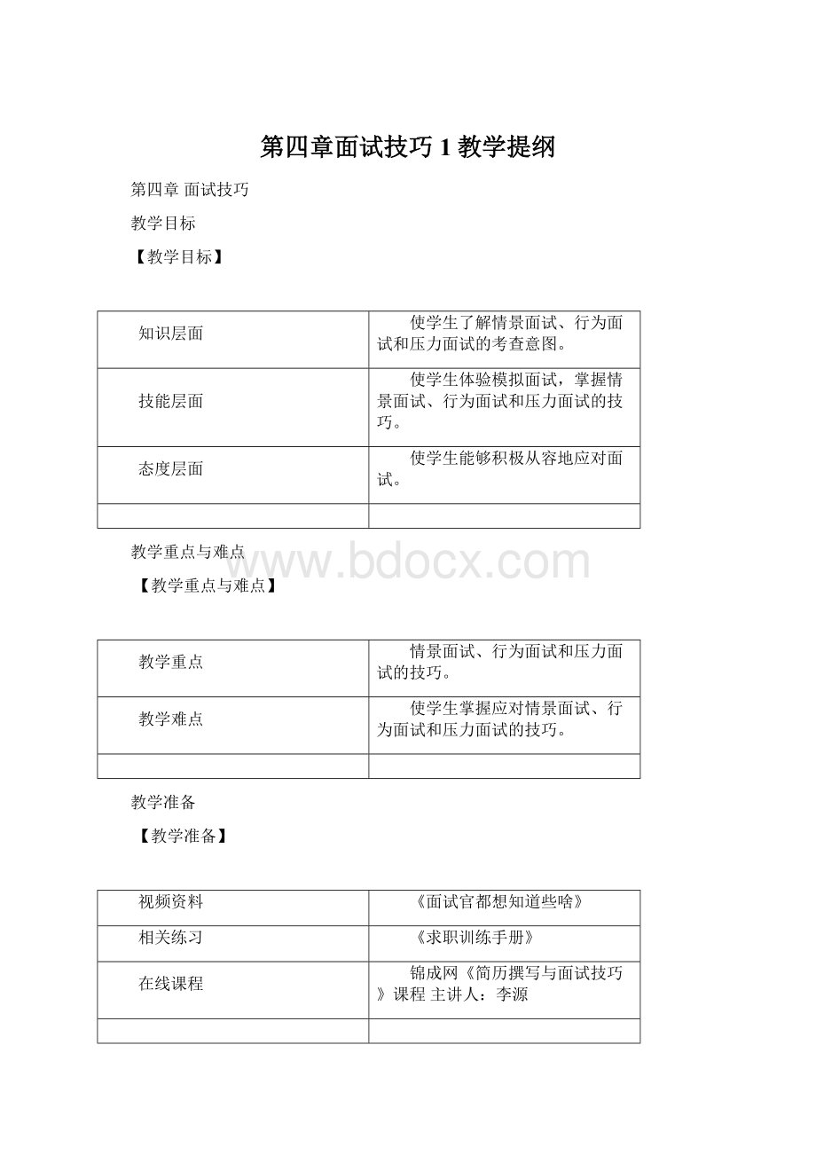 第四章面试技巧1教学提纲.docx