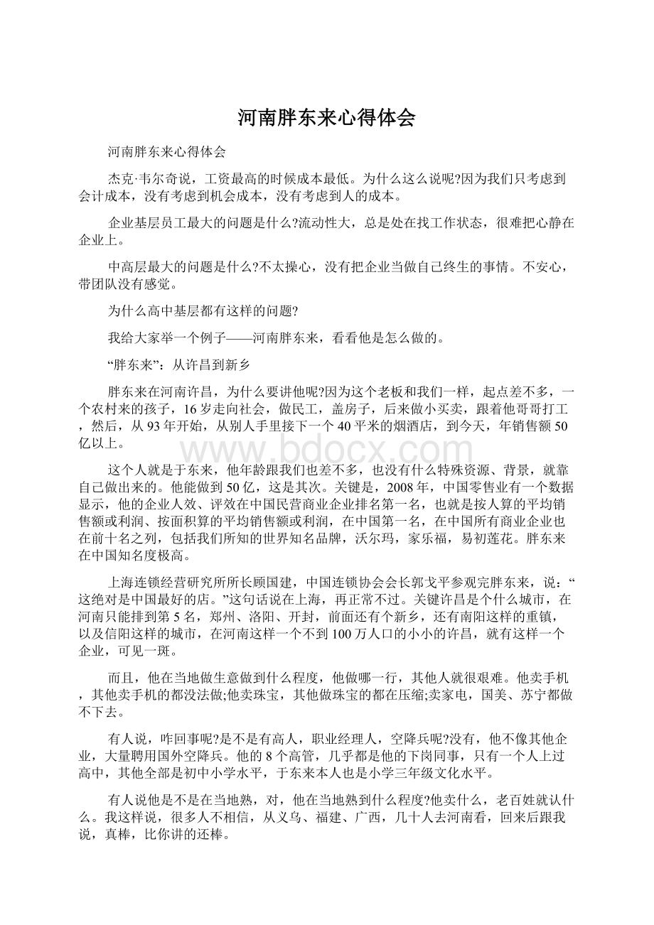 河南胖东来心得体会Word文档格式.docx