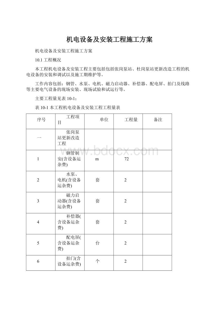 机电设备及安装工程施工方案Word文档格式.docx