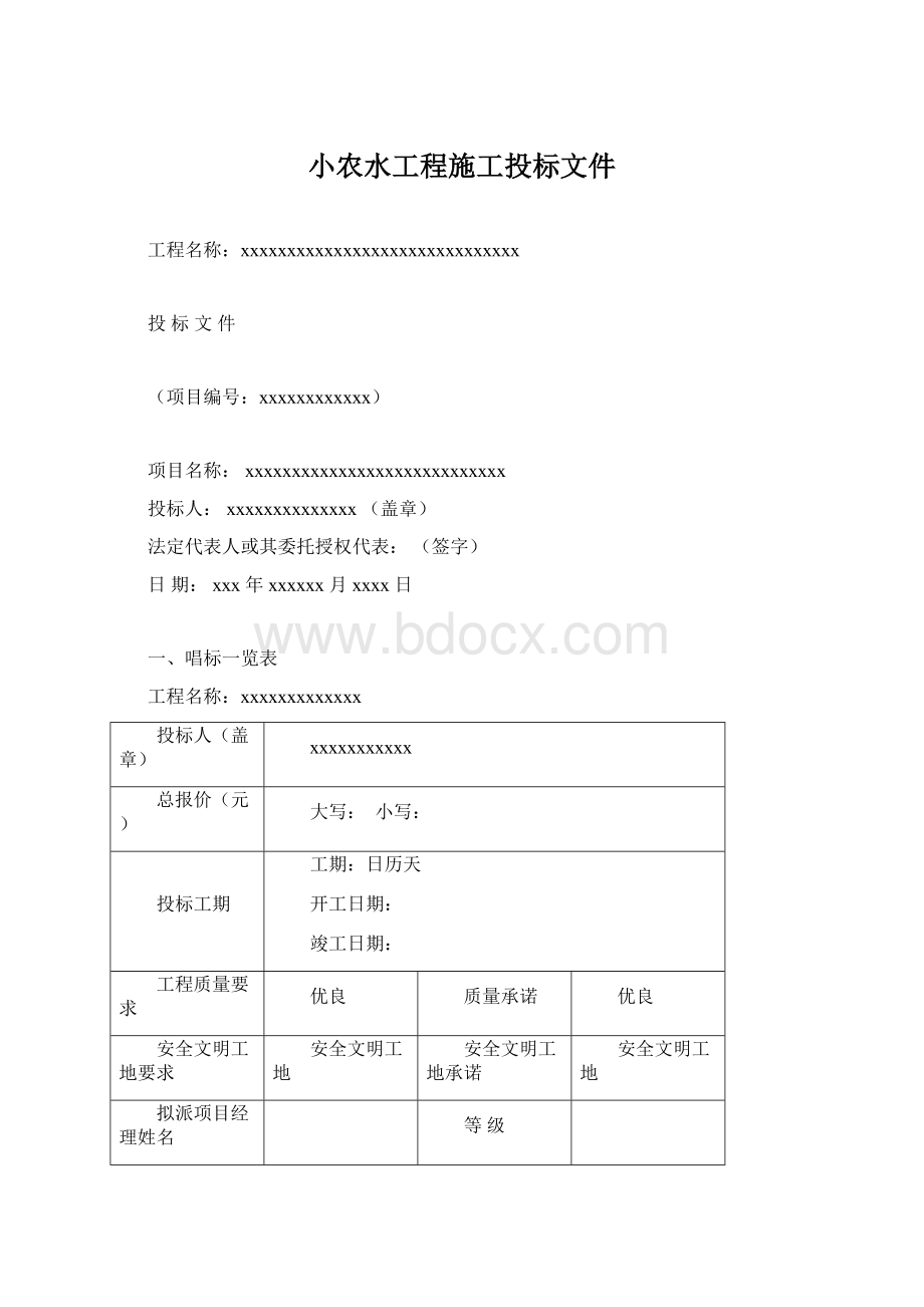 小农水工程施工投标文件.docx